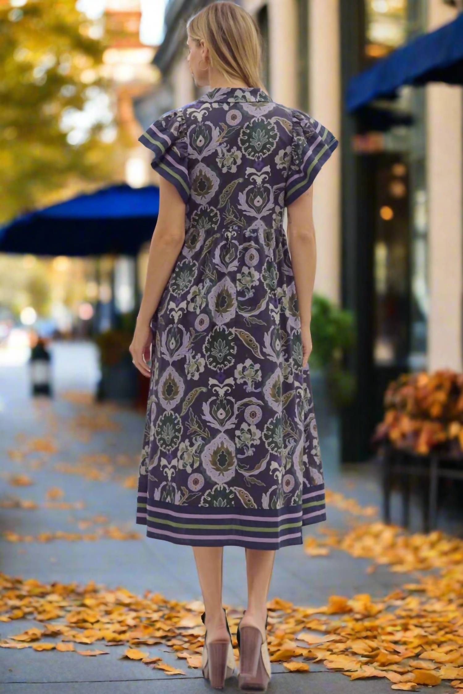 Entro - Flutter Sleeve Cotton Midi Dress