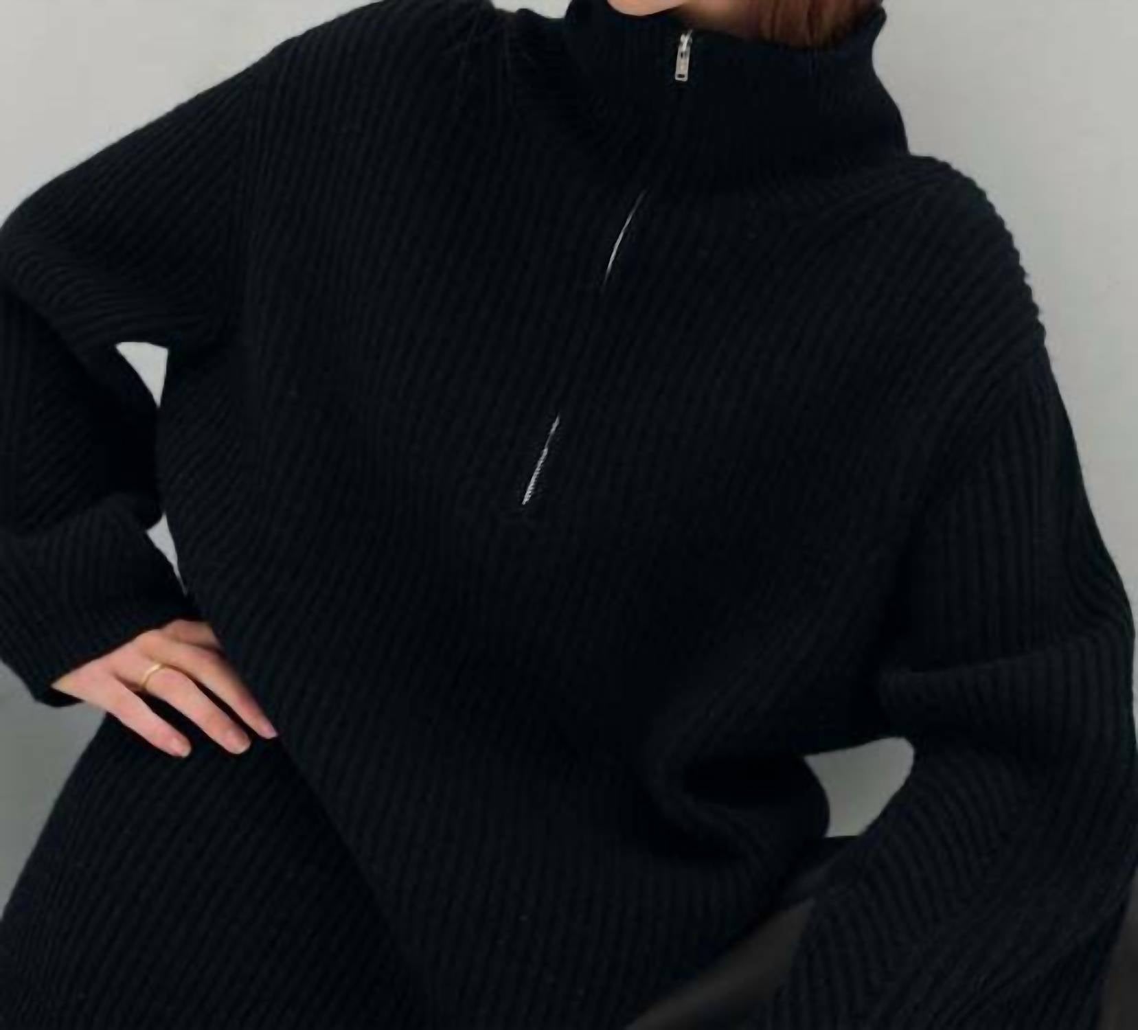 White + Warren - Lofty Blend Zip Collar Tunic Sweater