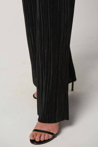 Joseph Ribkoff Wide Leg Crinkle Pleated Pants in black - women's pants - alternate view
