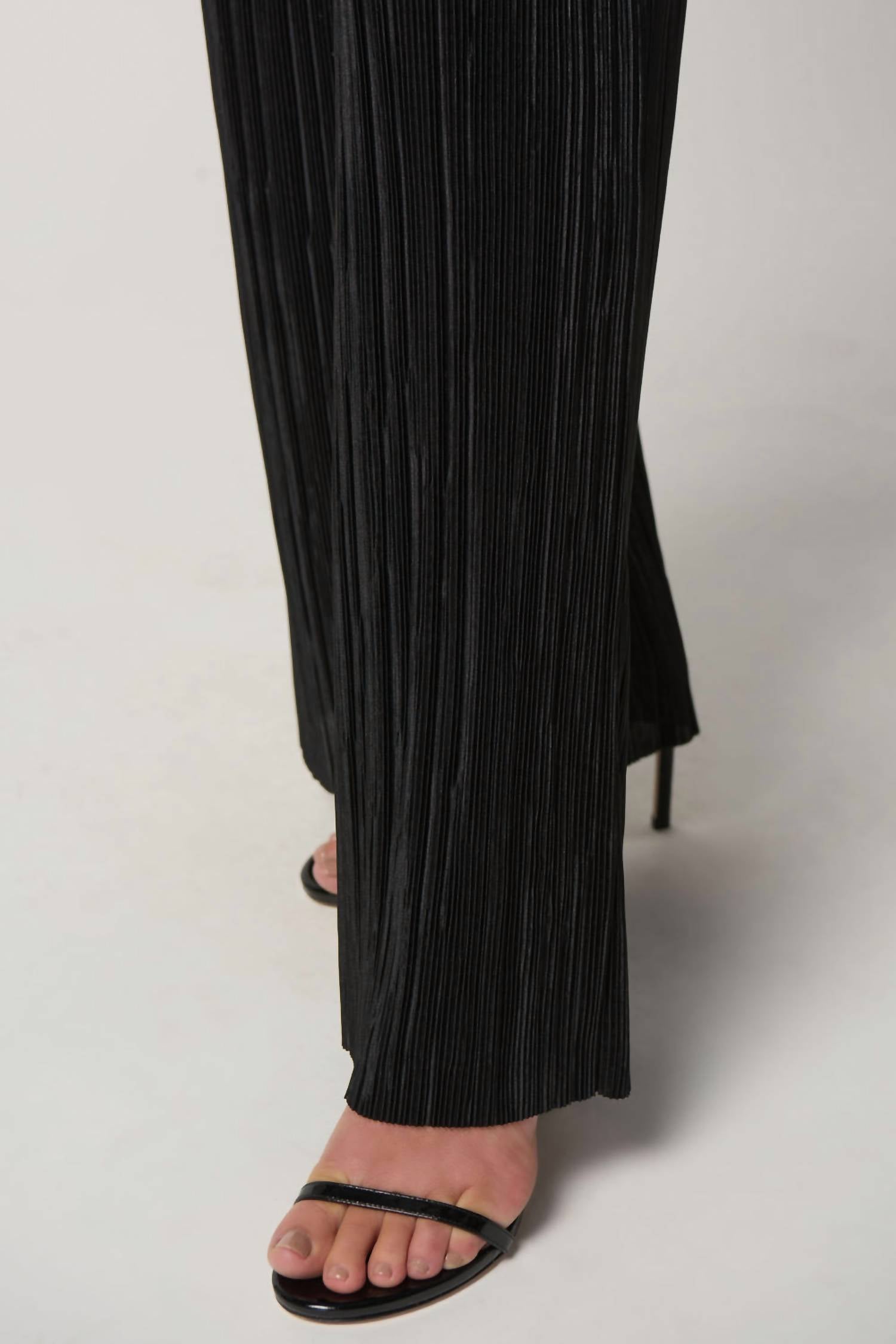 Joseph Ribkoff Wide Leg Crinkle Pleated Pants in black - women's pants - alternate view