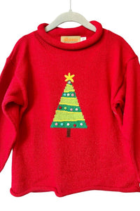 Claver by Acvisa Kids Roll Neck Sweater in christmas tree - kids' sweater - detail view
