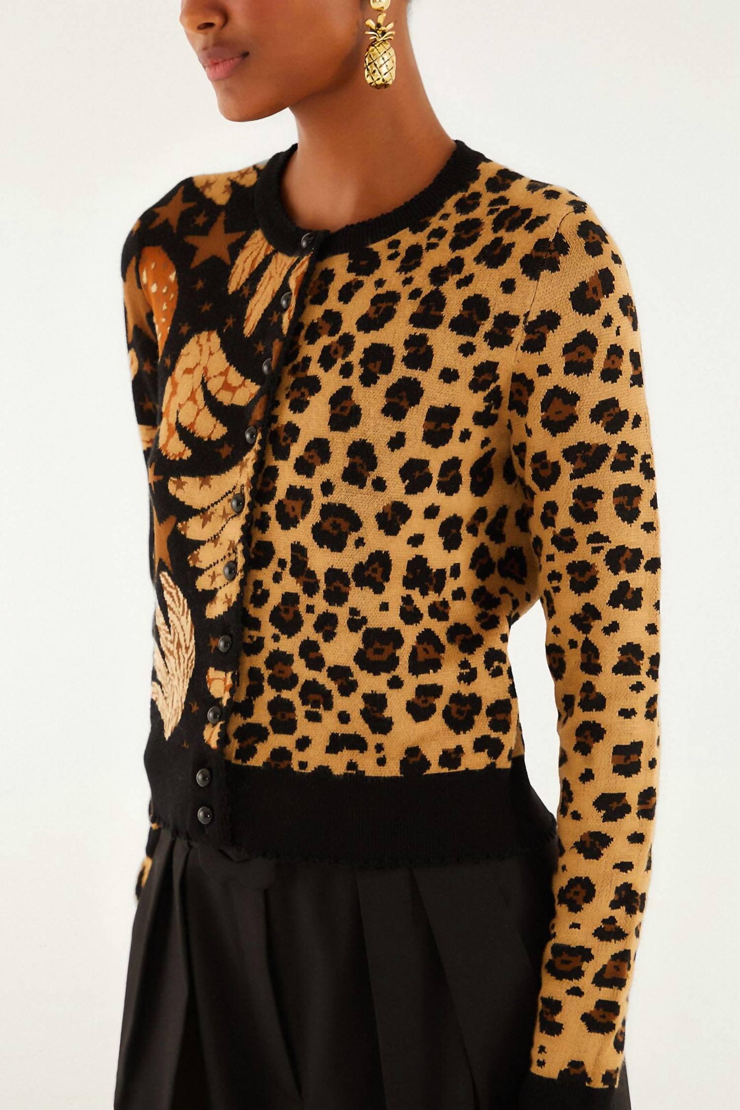 Farm Rio - Banana Leopard Mixed Cardigan