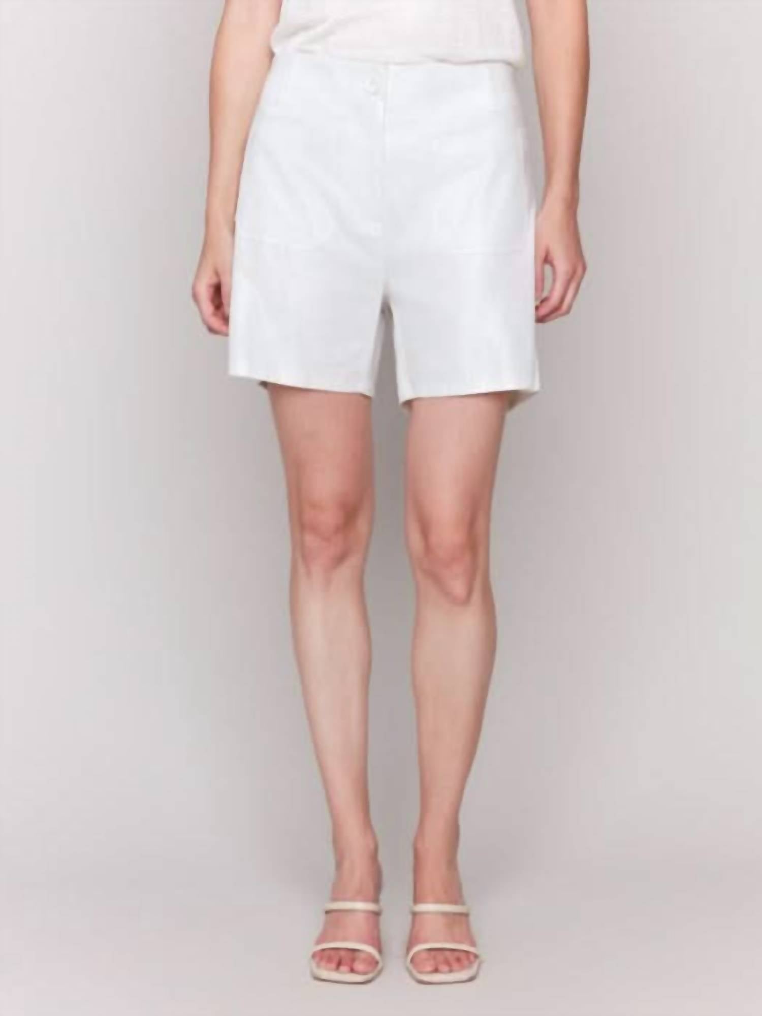 Charlie B - Foil Linen Stretch Short