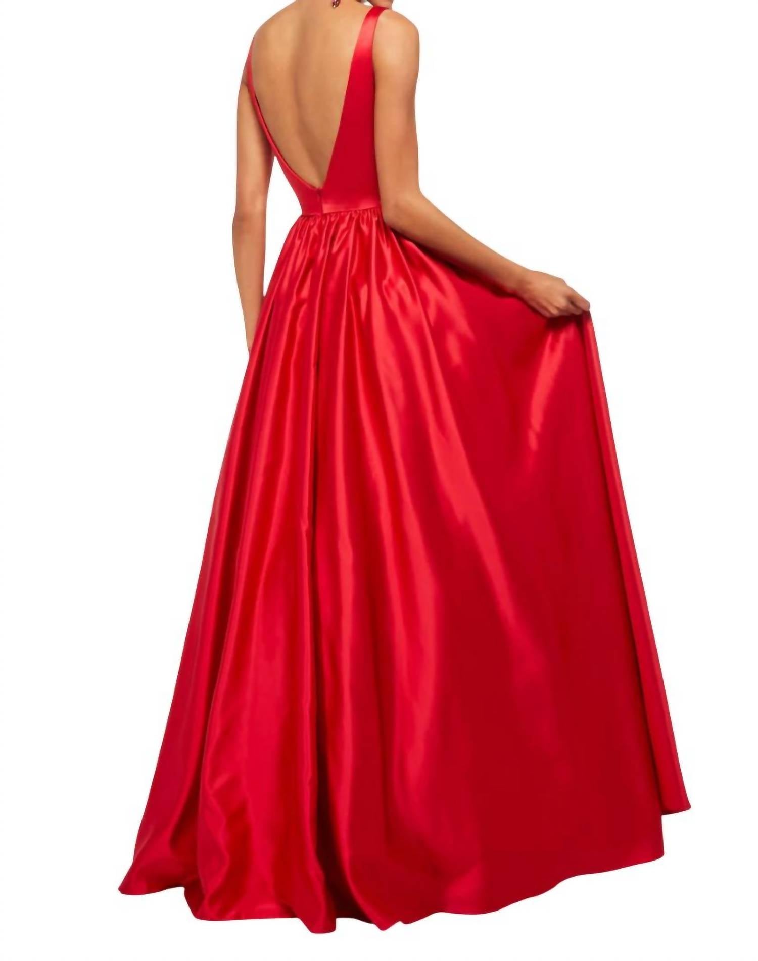 Sherri Hill - Satin Low Back Prom Dress