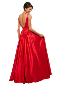 Sherri Hill - Satin Low Back Prom Dress
