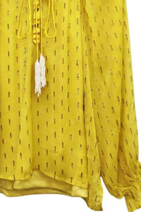 Aratta Women's Beaded Tassel Chiffon Blouse With Cami in mustard - women's blouse - alternate view