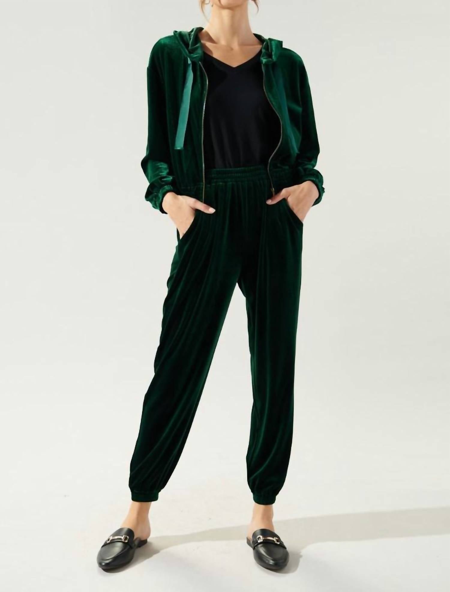 Sugarlips - Everson Velvet Cropped Zip Up Hoodie