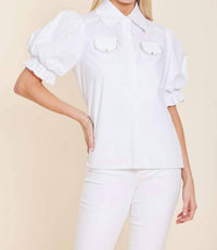 Dolce Cabo - Poplin Rhinestone Detail Pocket Top
