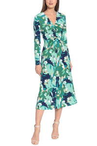 Maggy London - Long Sleeve Floral Midi Dress