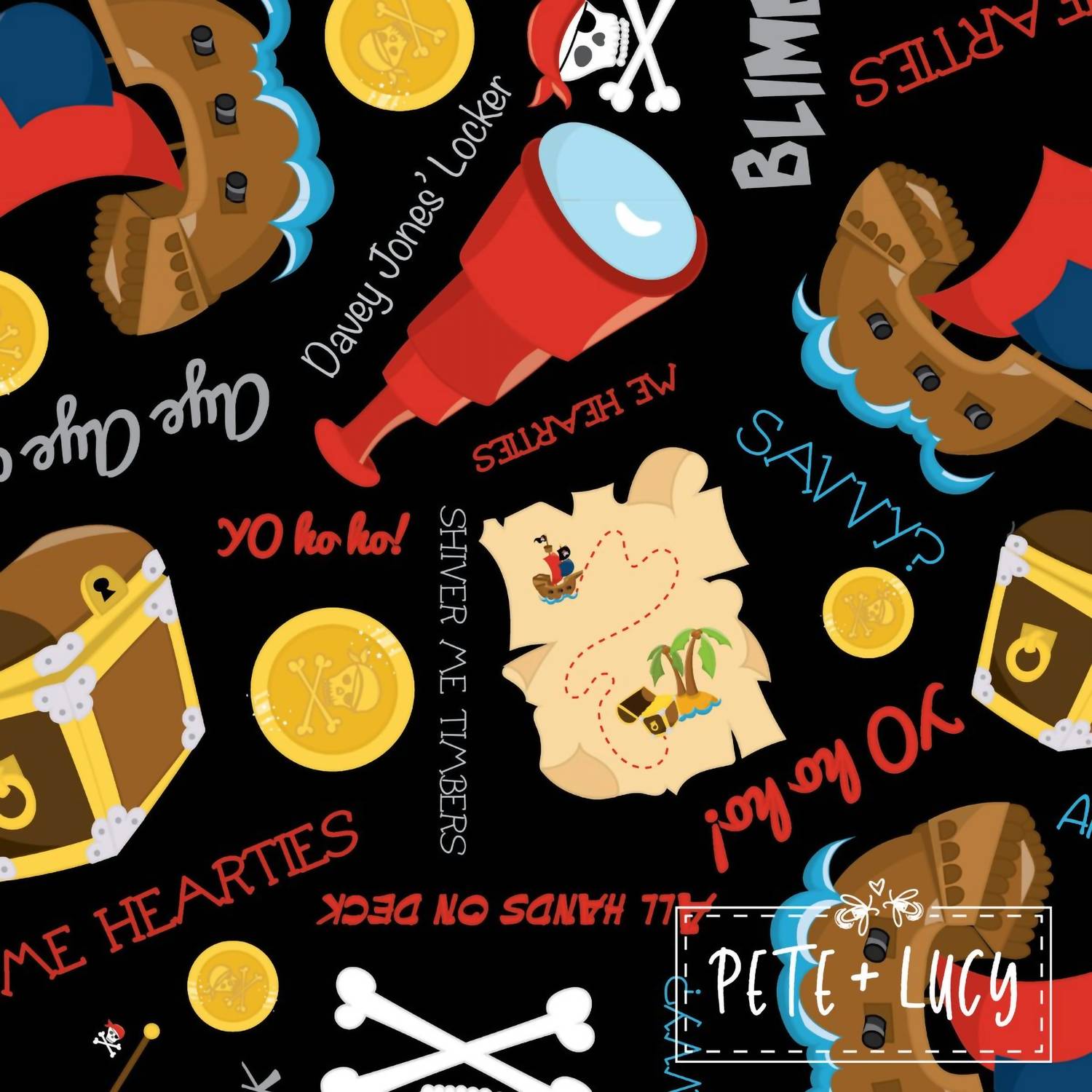 Pete + Lucy Kid's Fun Pirates Minky Blanket in black - item - detail view
