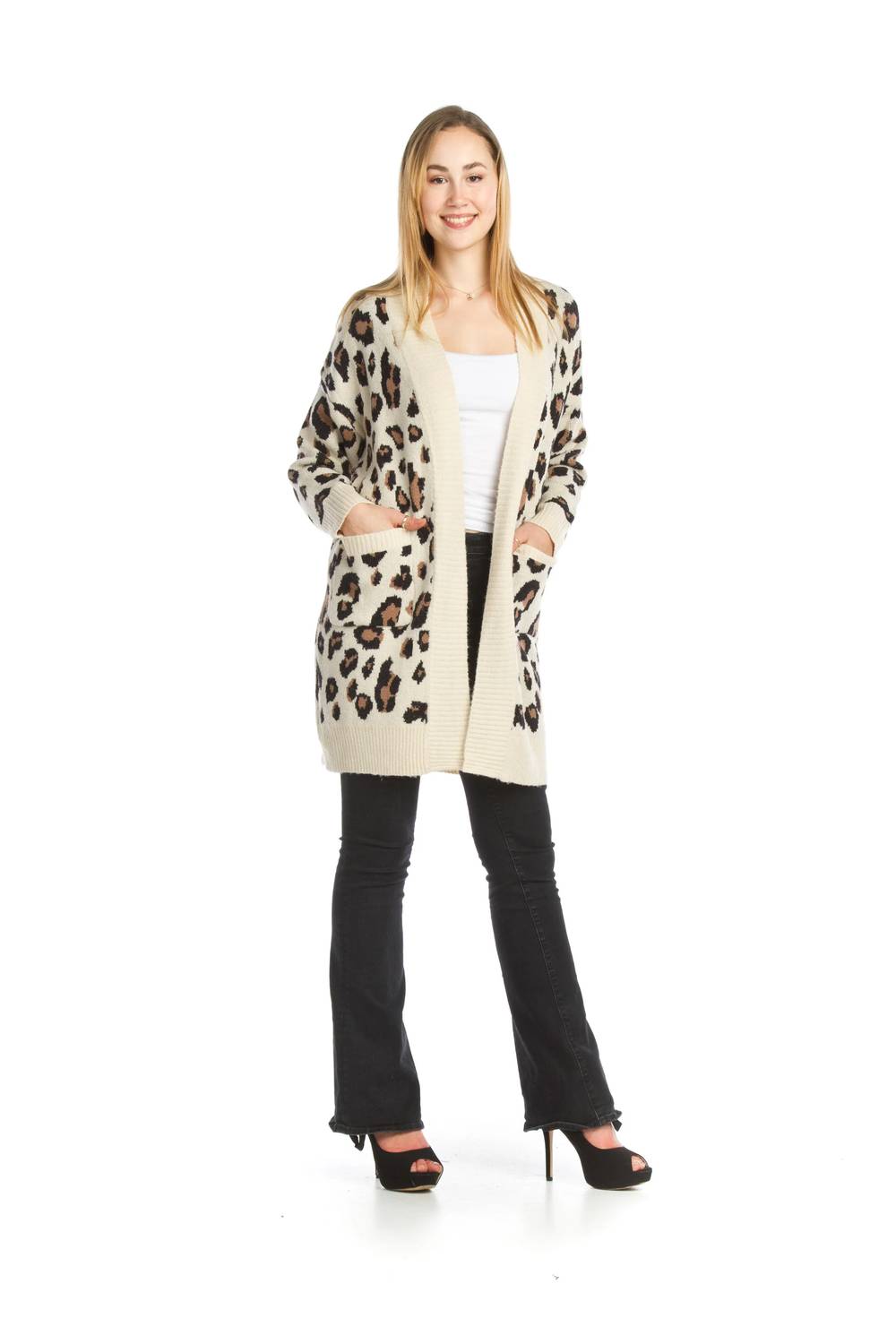 Papillon - Knit Leopard Cardigan With Patch Pockets