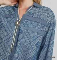 Umgee - Paisley Print Shirt Jacket