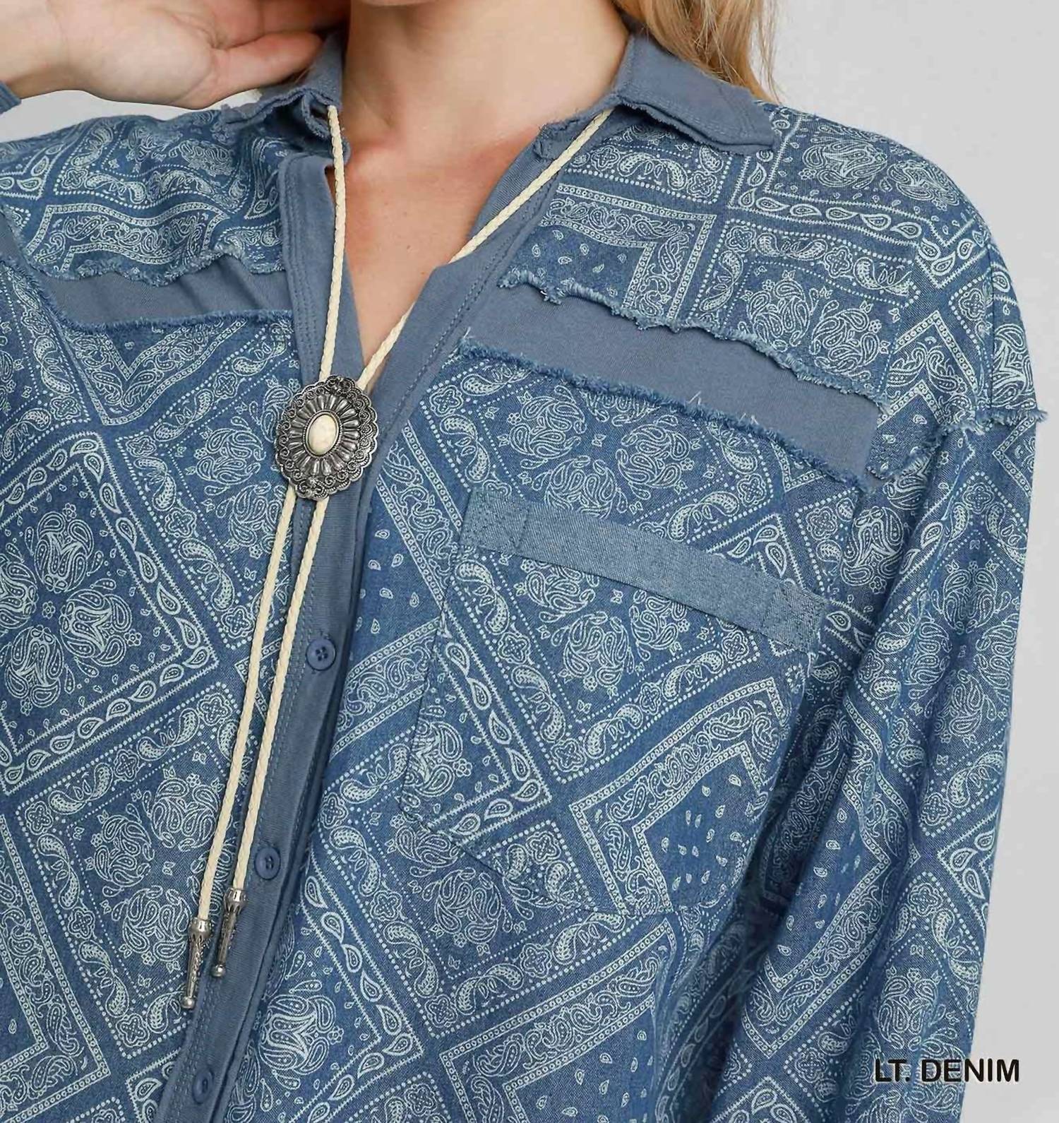 Umgee - Paisley Print Shirt Jacket
