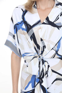Joseph Ribkoff - Abstract Stripes Tie Front Dress