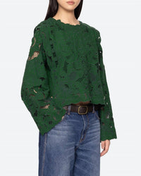 SEA Ceci Top in green - women's blouse - detail view