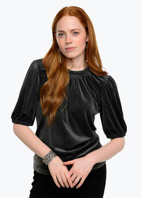 Ivy Jane - Velvet Rouched Neck Top