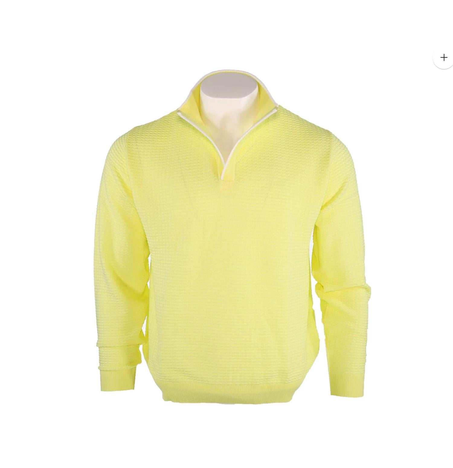 St. Croix - Men's Open Mock Micro Box Weave Sweater