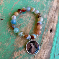 Love and Honor Jesus Women's Agate Beaded Guadalupe Medal Bracelet in multi - women's jewelry - alternate view