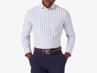 Mizzen + Main Leeward Classic Fit Long Sleeve Dress Shirt in white navy windowpane - men's shirt
