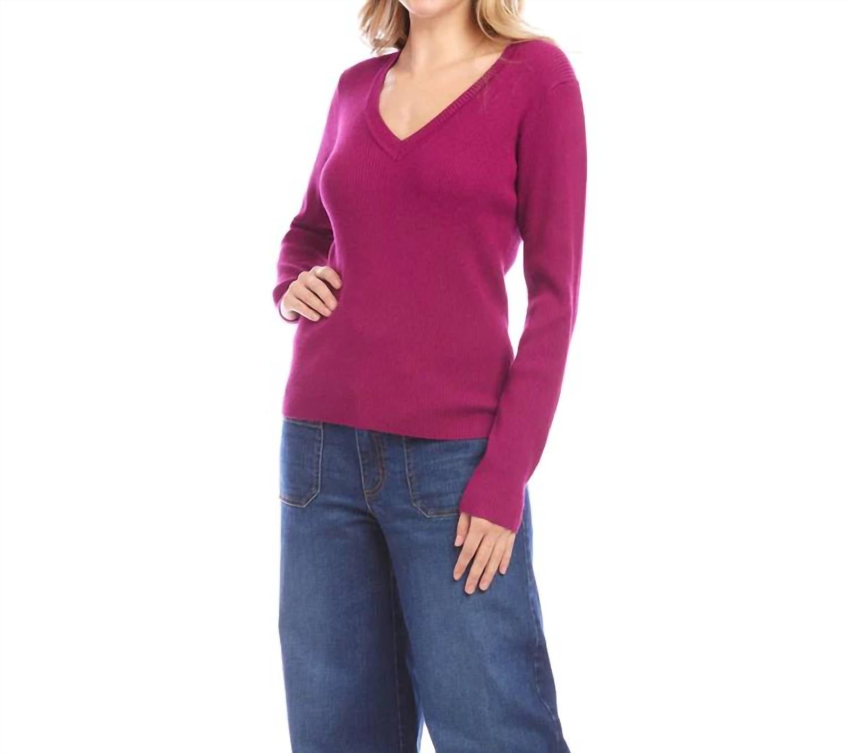 Karen Kane - Ribbed V-neck Sweater