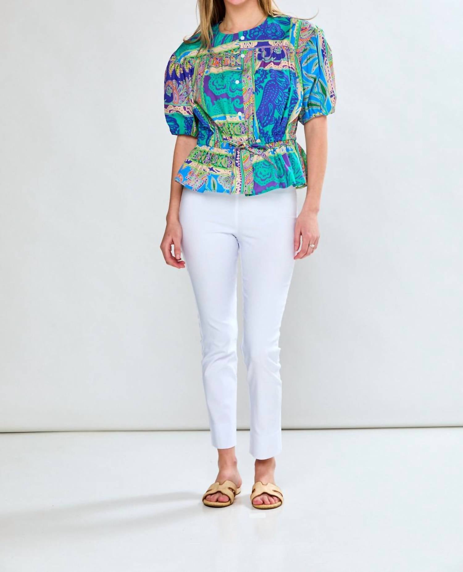SARA CAMPBELL Laguna Puff Sleeve Blouse in paisley tiles - women's blouse - view 4