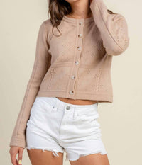Beivy Crop Button Down Sweater in beige - women's cardigan