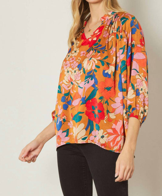 Entro - Bold Floral Print Top