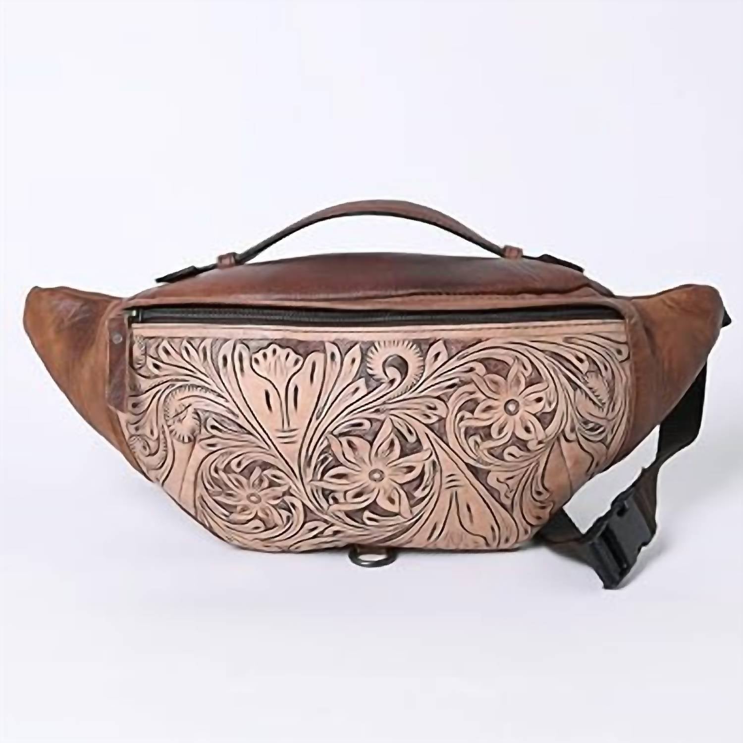 American Darling - Women's Floral Leather Fanny Pack Sling Bag