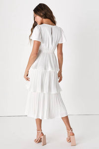 Lulus - Twirl-wind Romance Satin Tiered Midi Dress