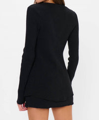 Show Me Your Mumu Josie Mini Skort in black rib knit - women's shorts - detail view