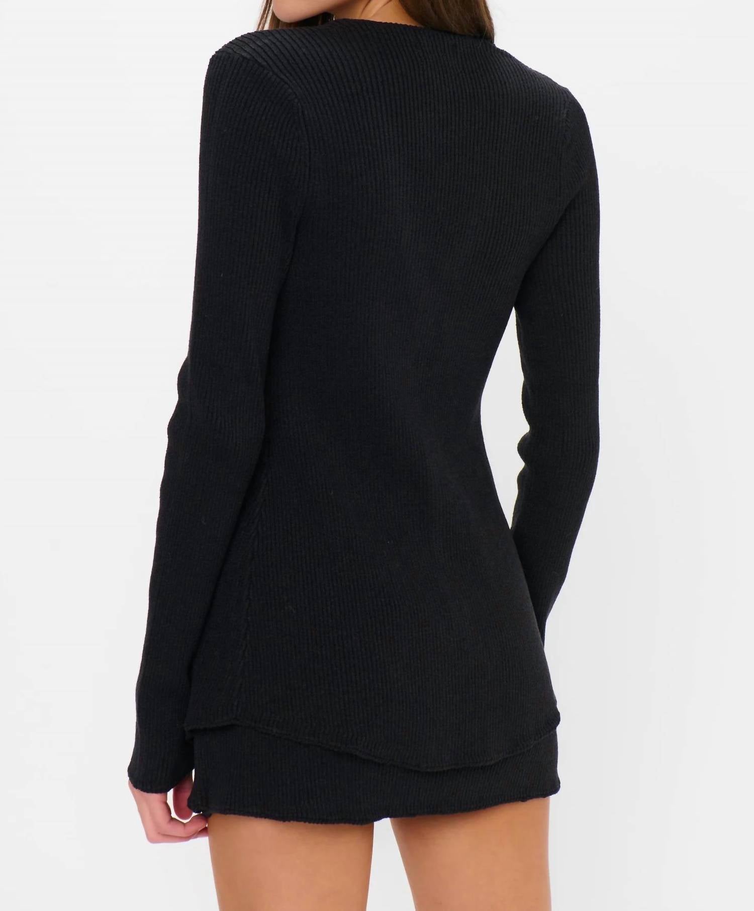 Show Me Your Mumu Josie Mini Skort in black rib knit - women's shorts - detail view