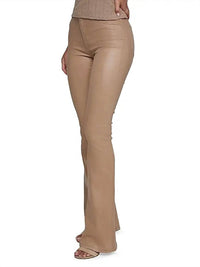 L'Agence Marty High Rise Flare Jean in cappuccino coated - women's jeans - detail view