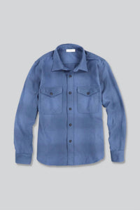 SAVE KHAKI UNITED Women's Ombre Plaid Overshirt in air force - women's long sleeve top