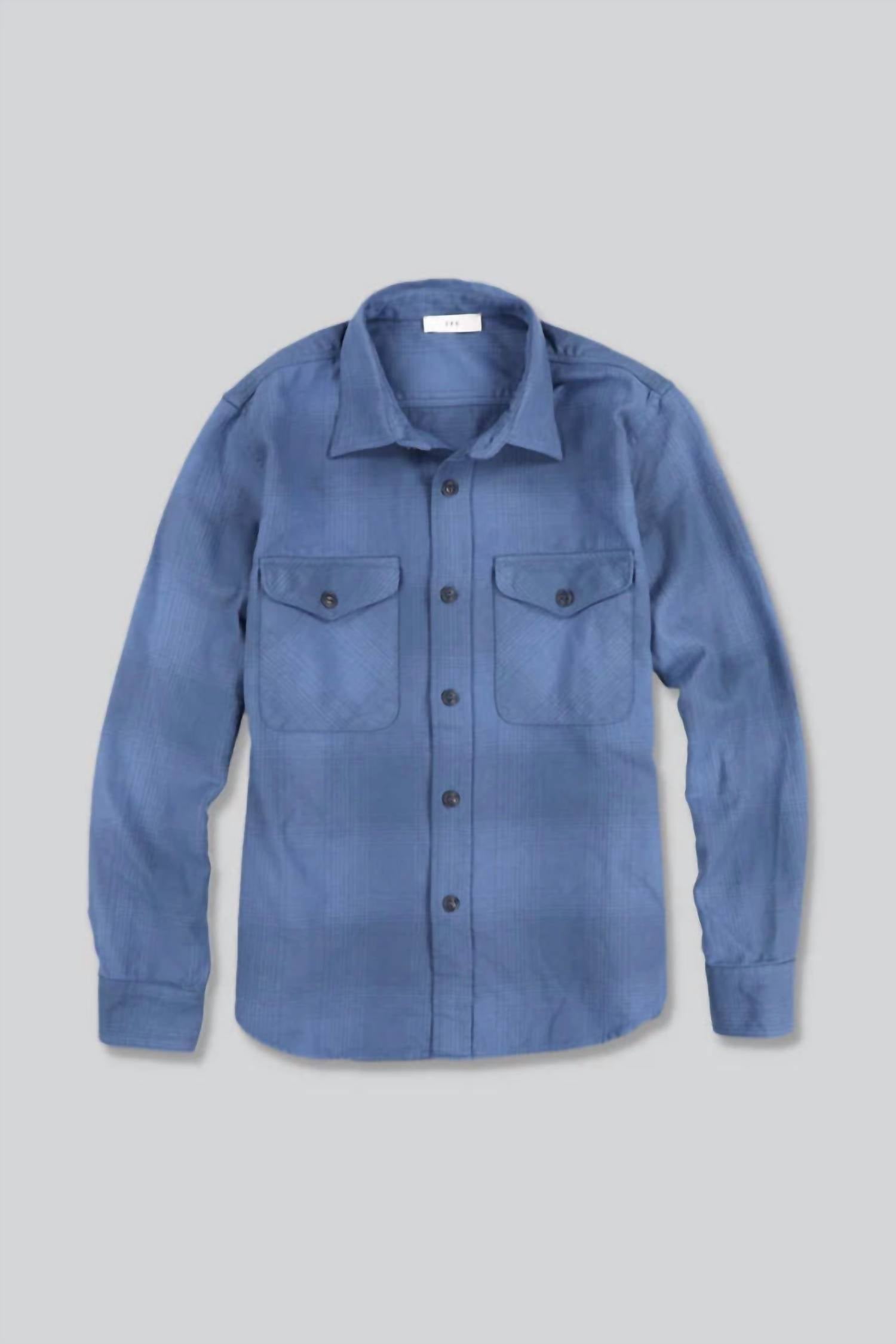 SAVE KHAKI UNITED Women's Ombre Plaid Overshirt in air force - women's long sleeve top