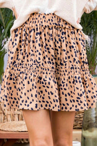Main Strip - Tiered Leopard Mini Skirt