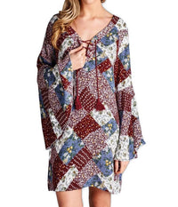 Velzera - Floral Patchwork Print Mini Dress