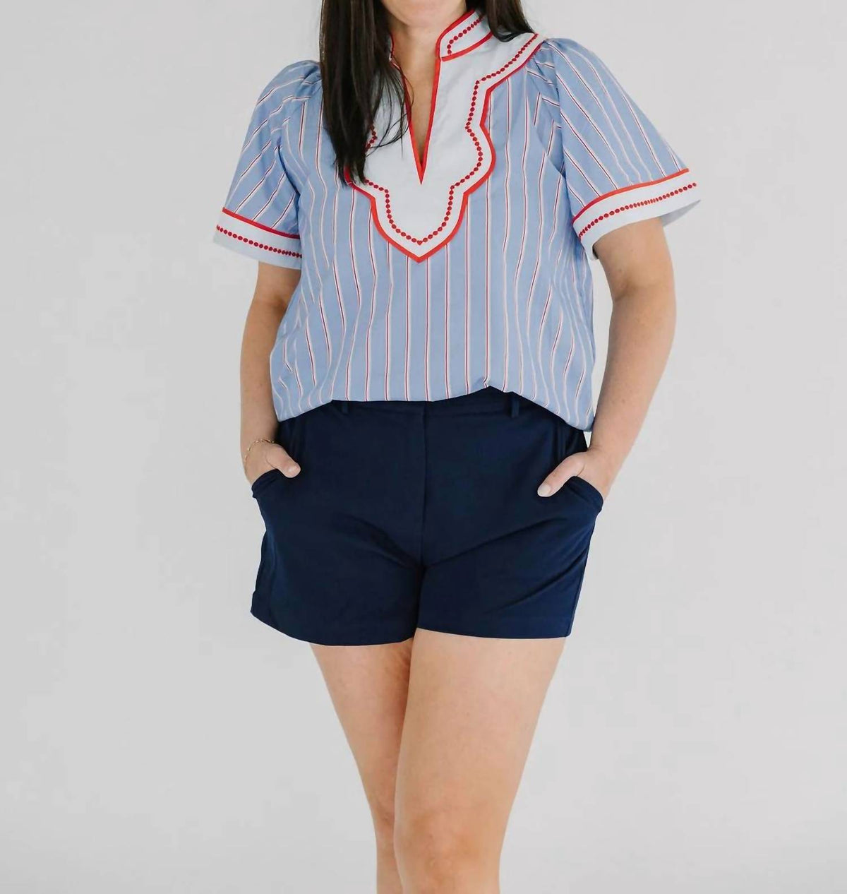 Thml - Women's Americana Wide Sleeve Striped Pattern Top