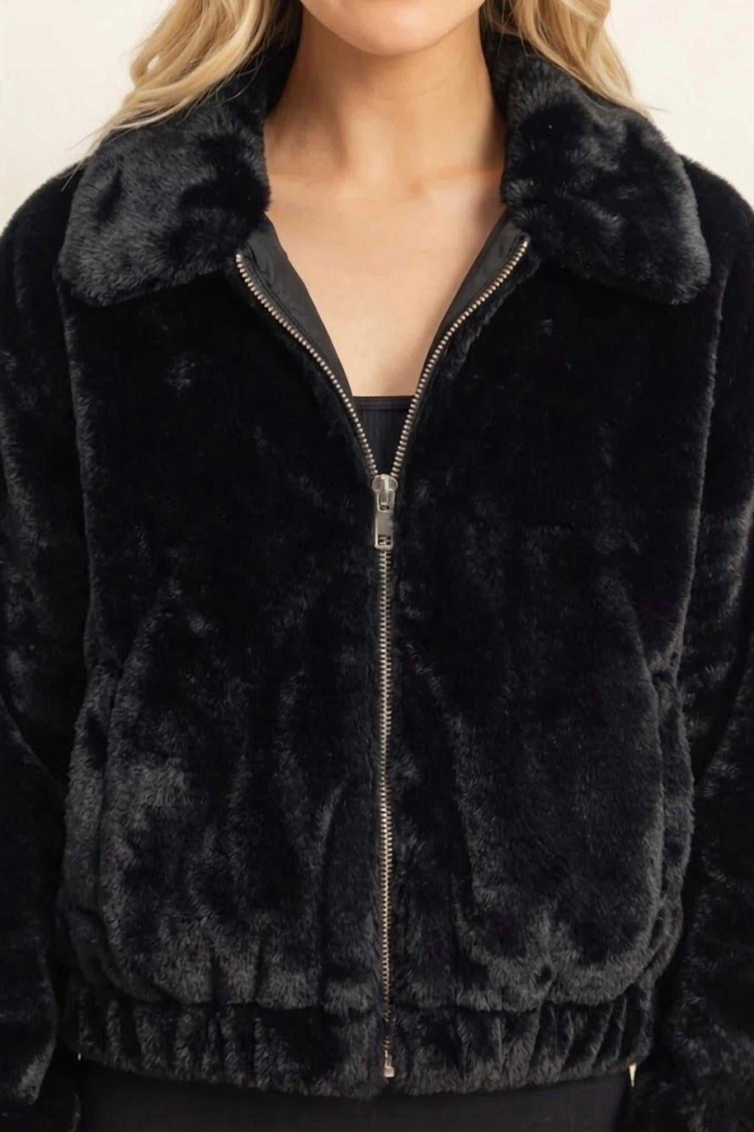 Hyfve - Faux Fur Zip Up Jacket