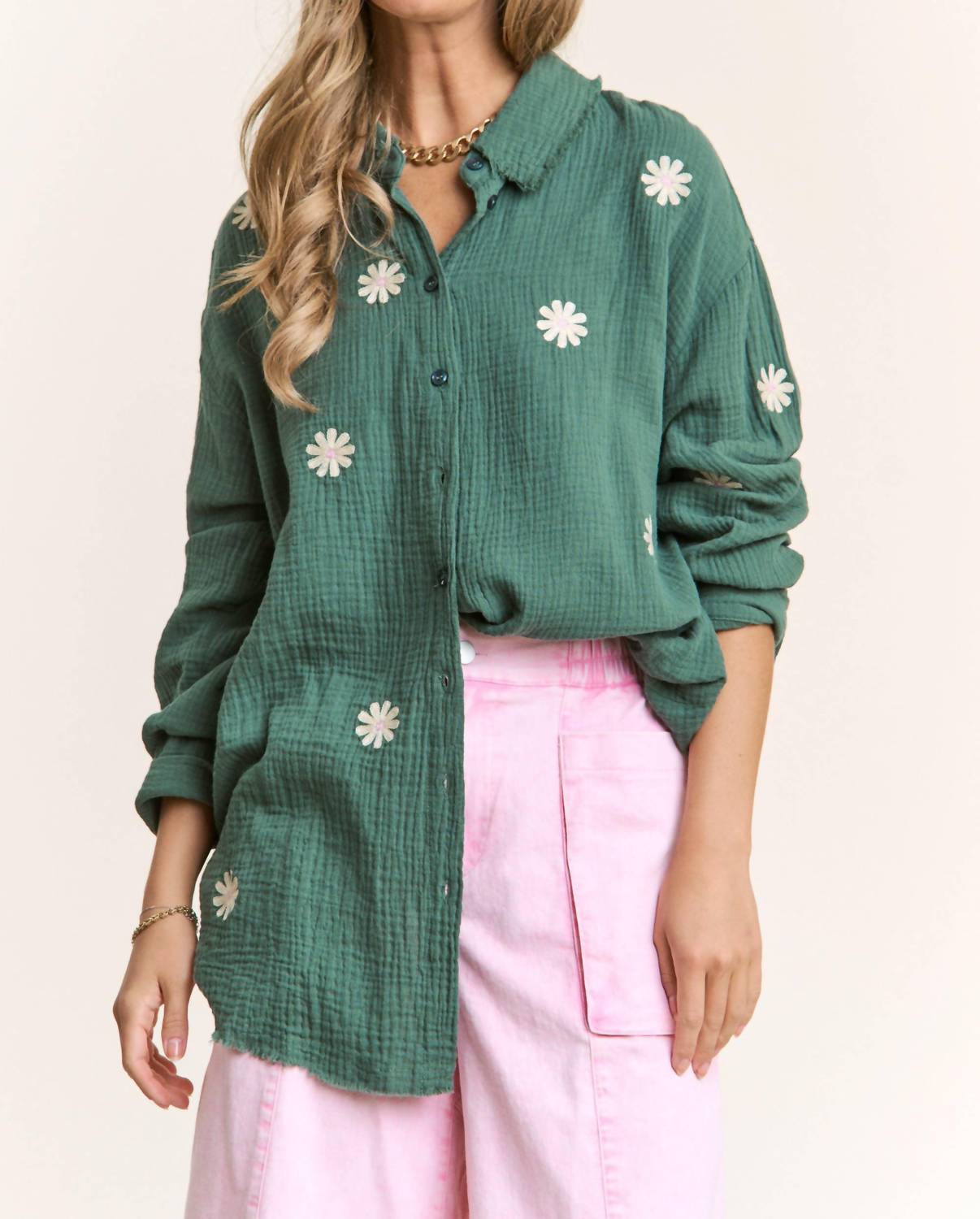 J.Nna - Daisy Gauze Embroidered Top