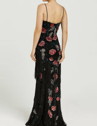 Mac Duggal - Floral Embroidered Fringe Gown