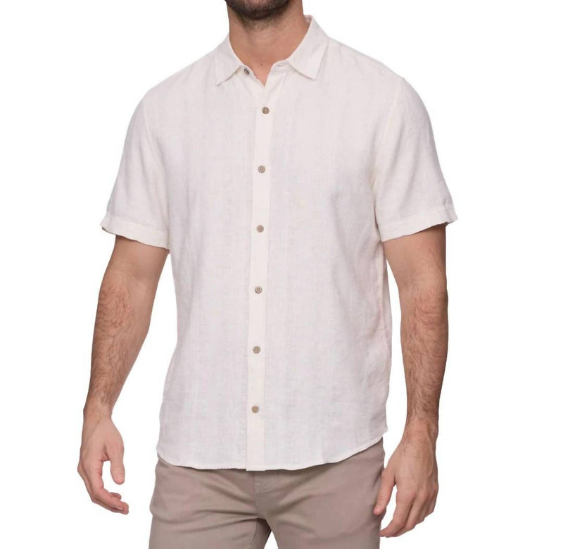 Flags & Anthem Oliver Oceanside Linen Shirt in white - men's shirt