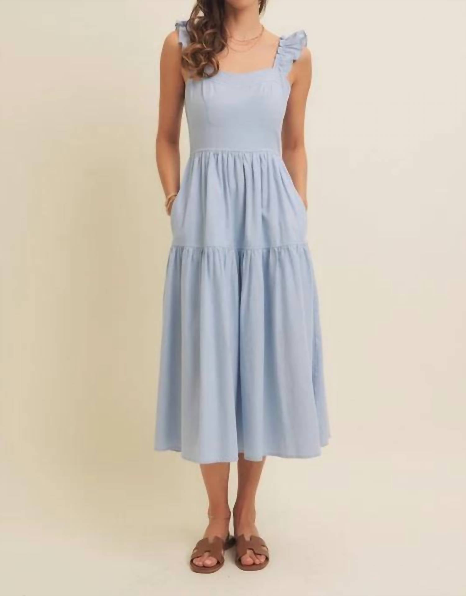 In February - Airy Smocked Back Tiered Midi Dress