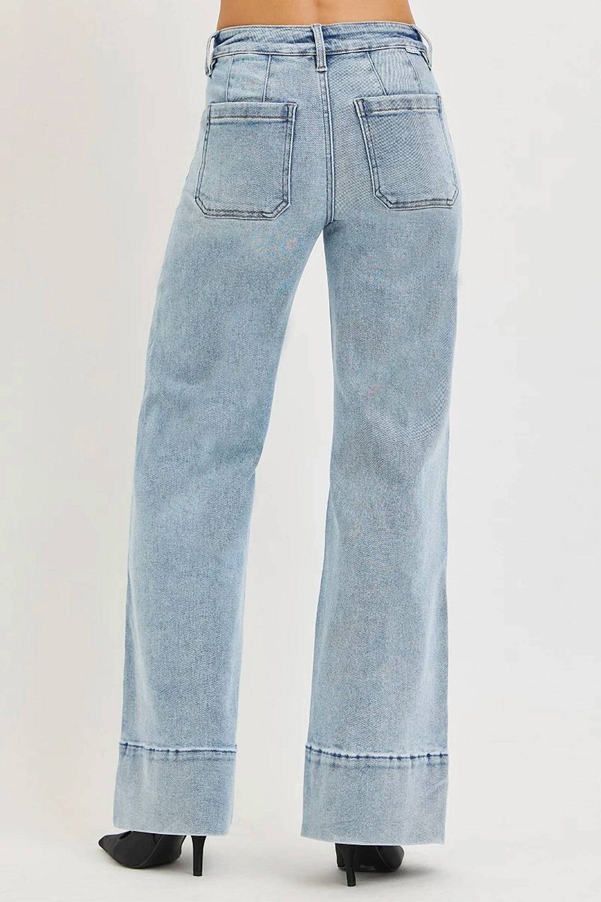 Risen - Tummy Control Mid Rise Ankle Wide Flare Jeans