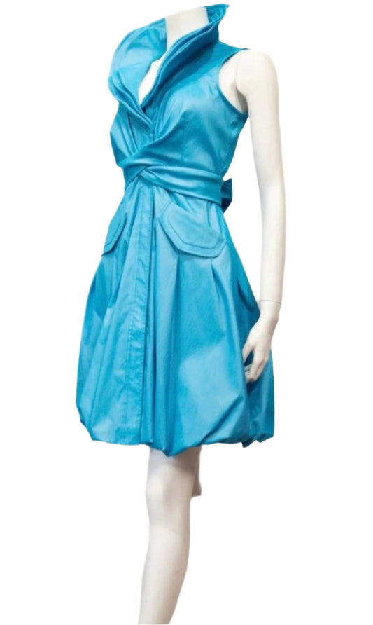 Samuel Dong - Women's Triple Wired Collar Cross Tie Bubble Dress