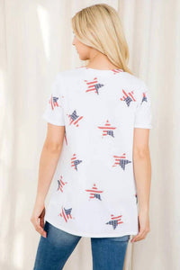 Perfect Peach - Star USA Flag V-Neck Top