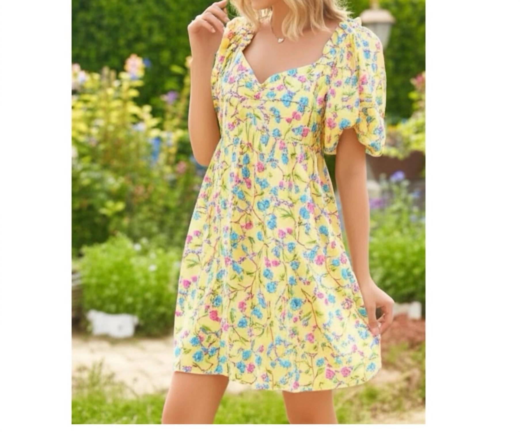Emma & Michele - Cottage Floral Puff Sleeve Dress