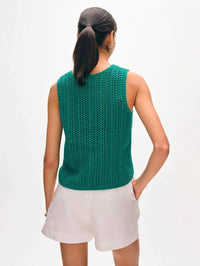 White + Warren - Lofty Cotton Crochet Sleeveless Tank