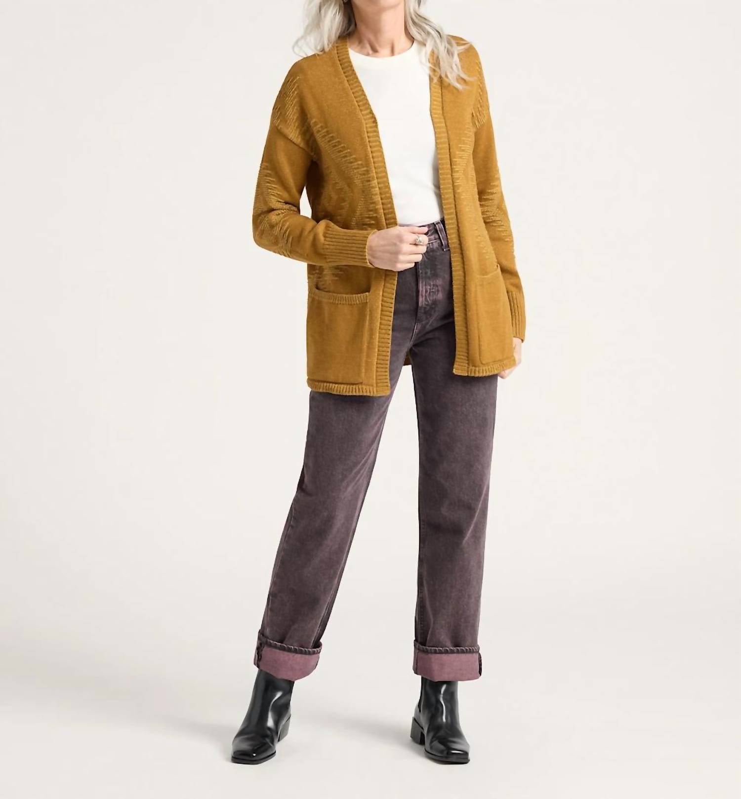PENDLETON Textured sierra springs cardigan in bronze curry - women's cardigan