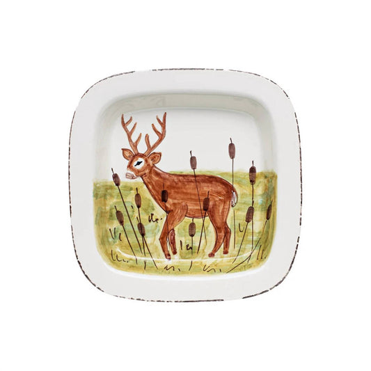 Vietri - Wildlife Deer Rimmed Square Platter