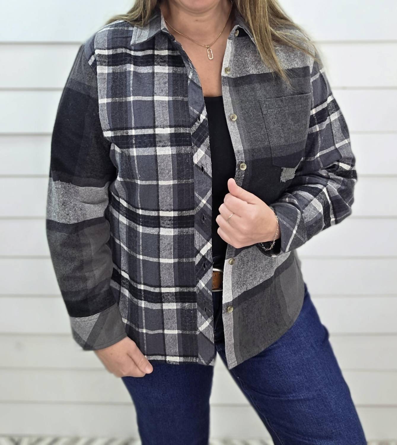 Keren Hart - Plaid Contrast Flannel Shirt